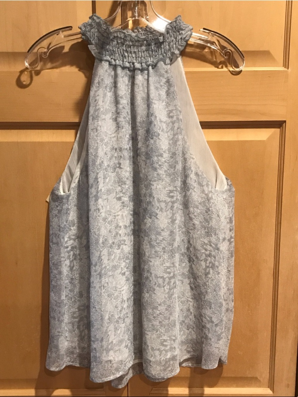 New Kylie Paige Smocked High-Neck Sleeveless Floral Blouse
